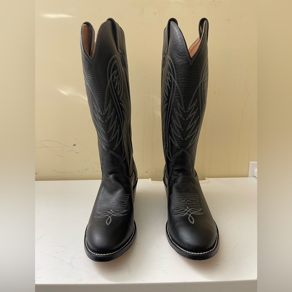 NWT Alberta Boot Company Black Cowhide Western Cowboy Boots Women Size 8.5 US - Picture 2 of 8